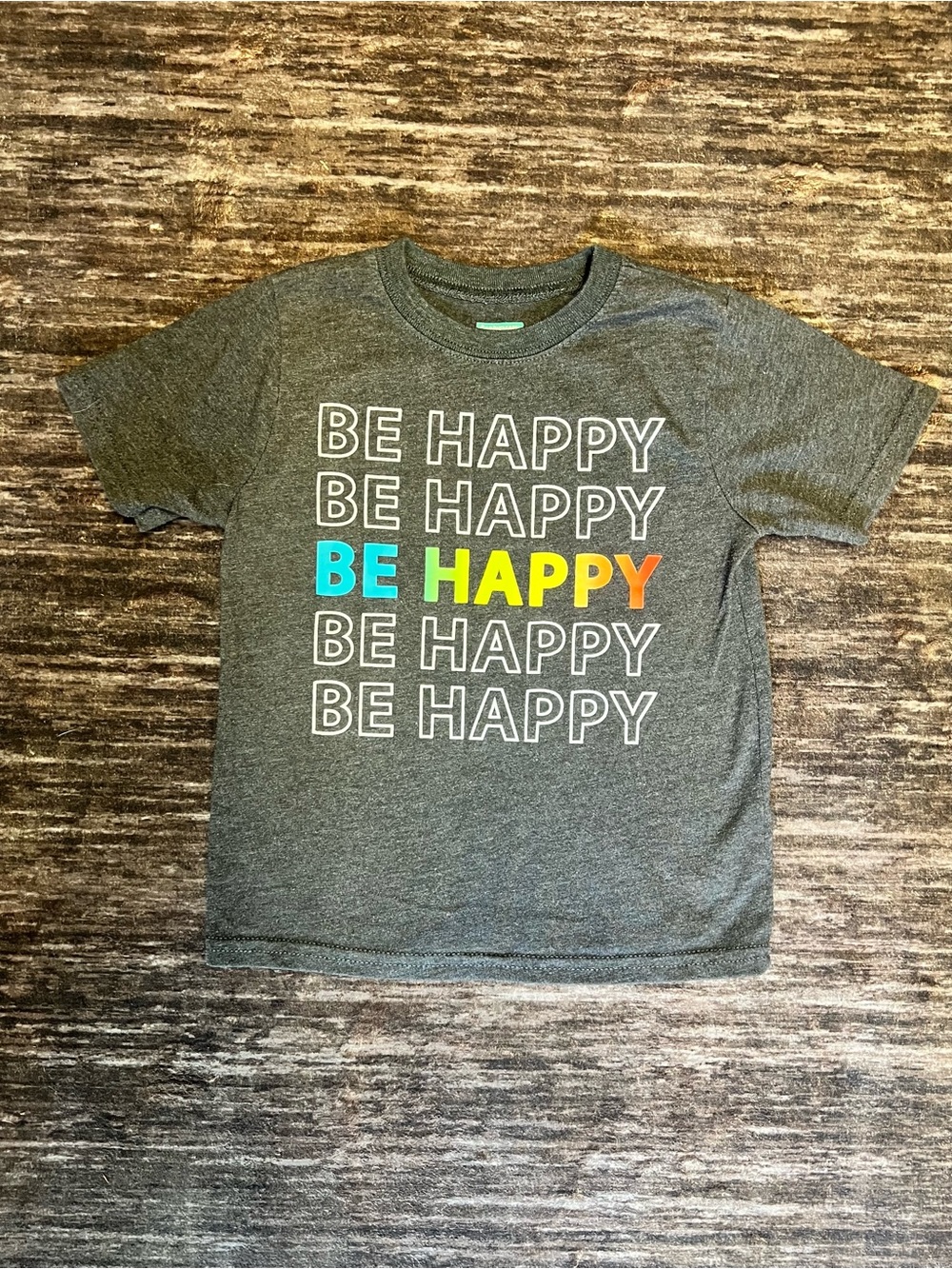 Kids Gray "Be Happy" Graphic Tee